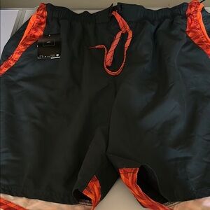 Nike swim - Men’s Athletic wearBlack  Orange Shorts with side slash pockets XXL